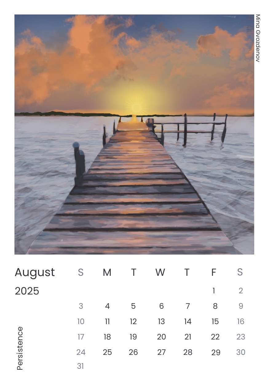 Desk calendar page for August 2025