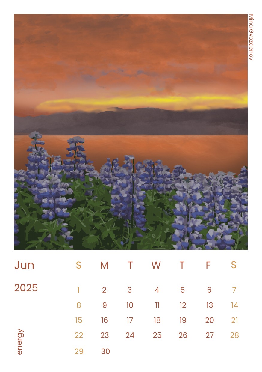 Desk calendar page for June 2025