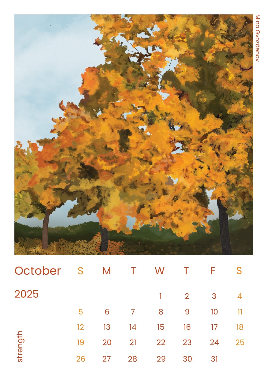 Desk calendar page for October 2025