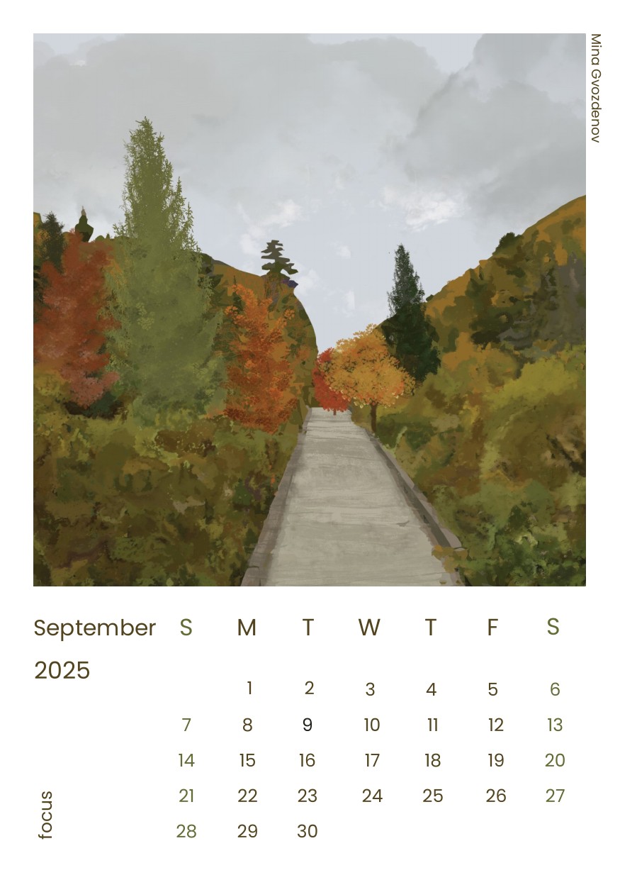 Desk calendar page for September 2025