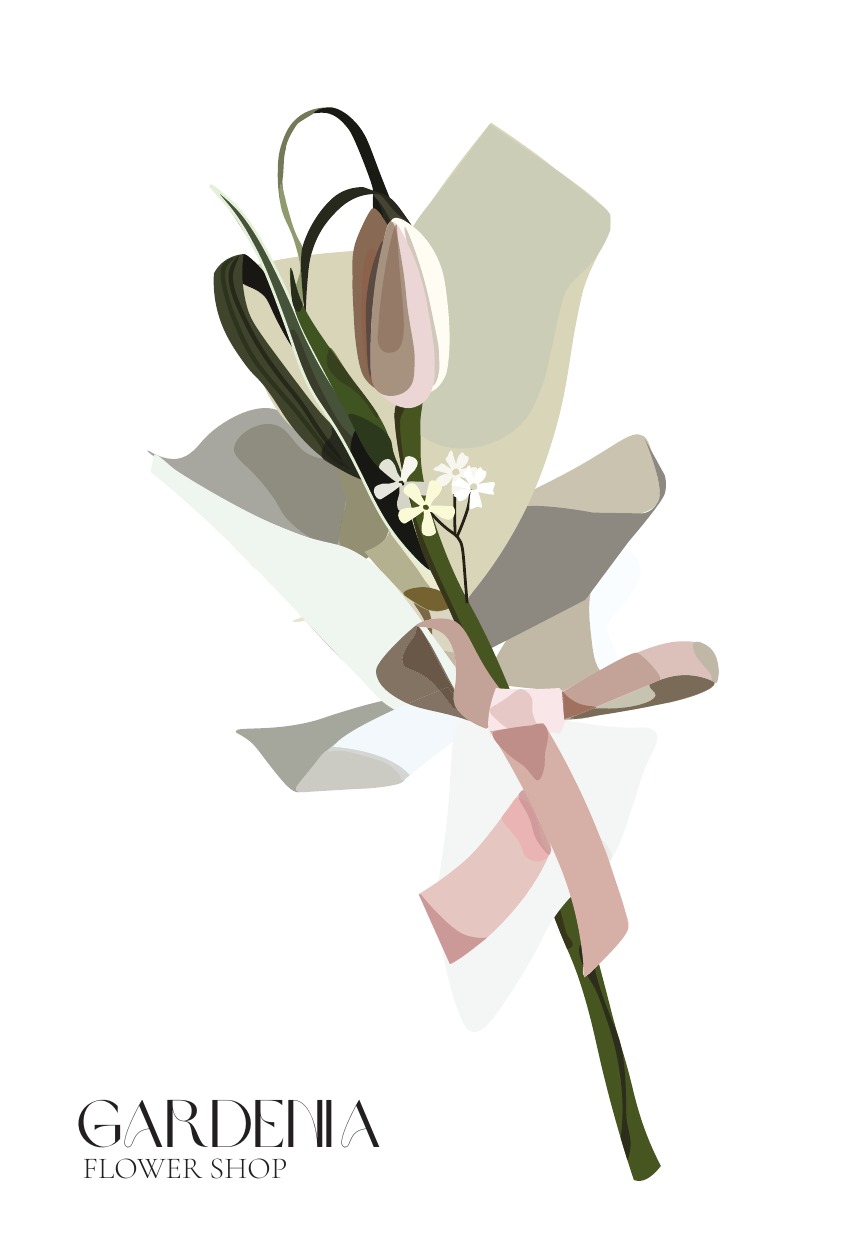 Gardenia tag illustration: single tulip