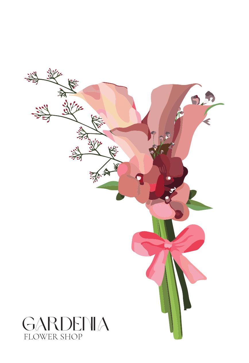 Gardenia tag illustration: orchids