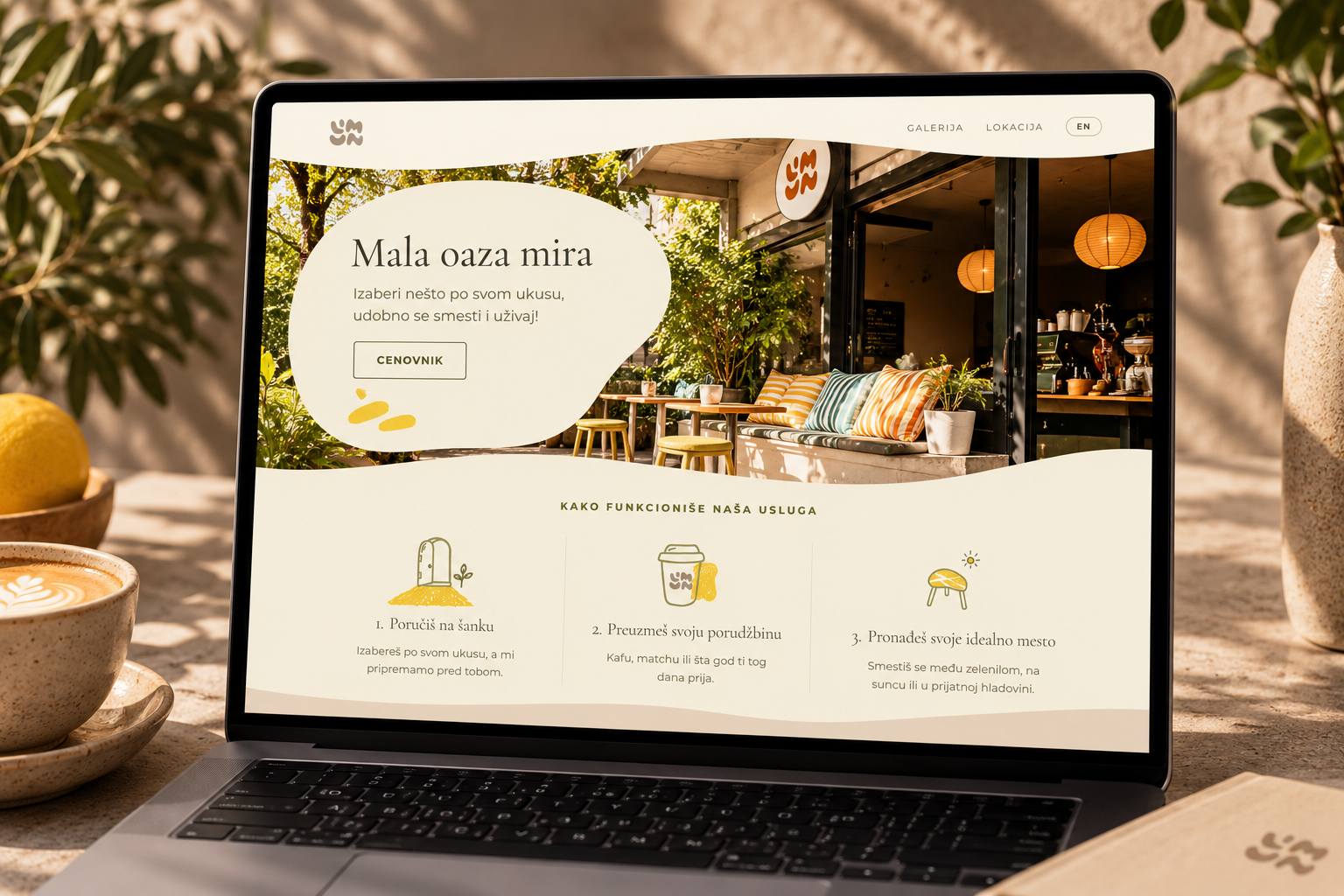 Limun Specialty Coffee homepage shown on a laptop