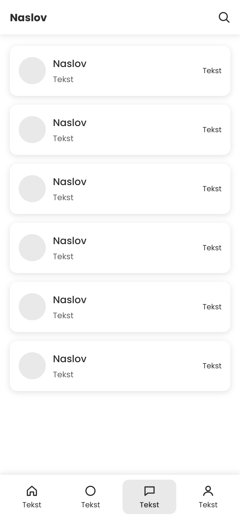 Messages wireframe