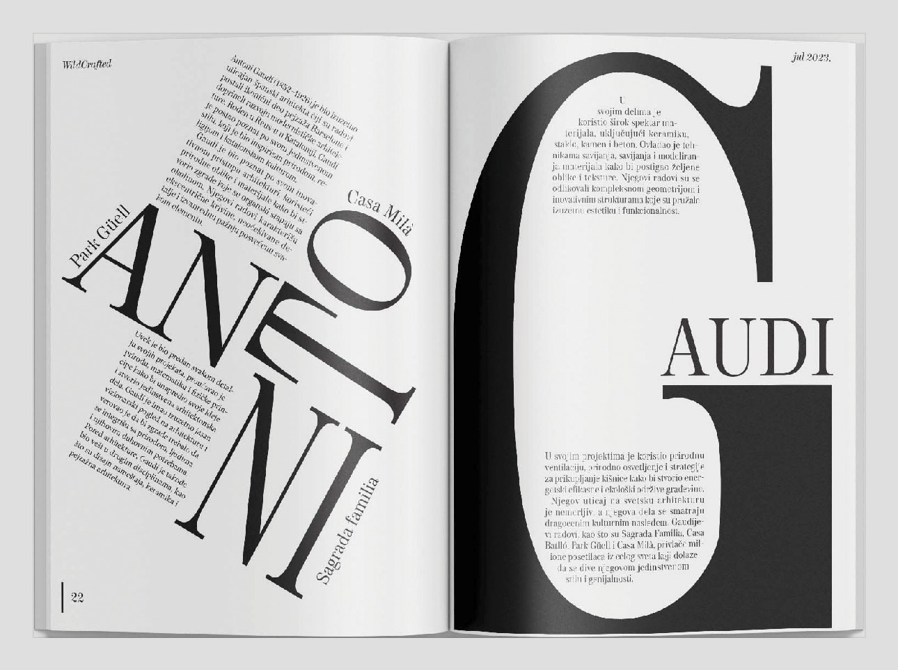 Wildcrafted magazine, Antoni Gaudí spread
